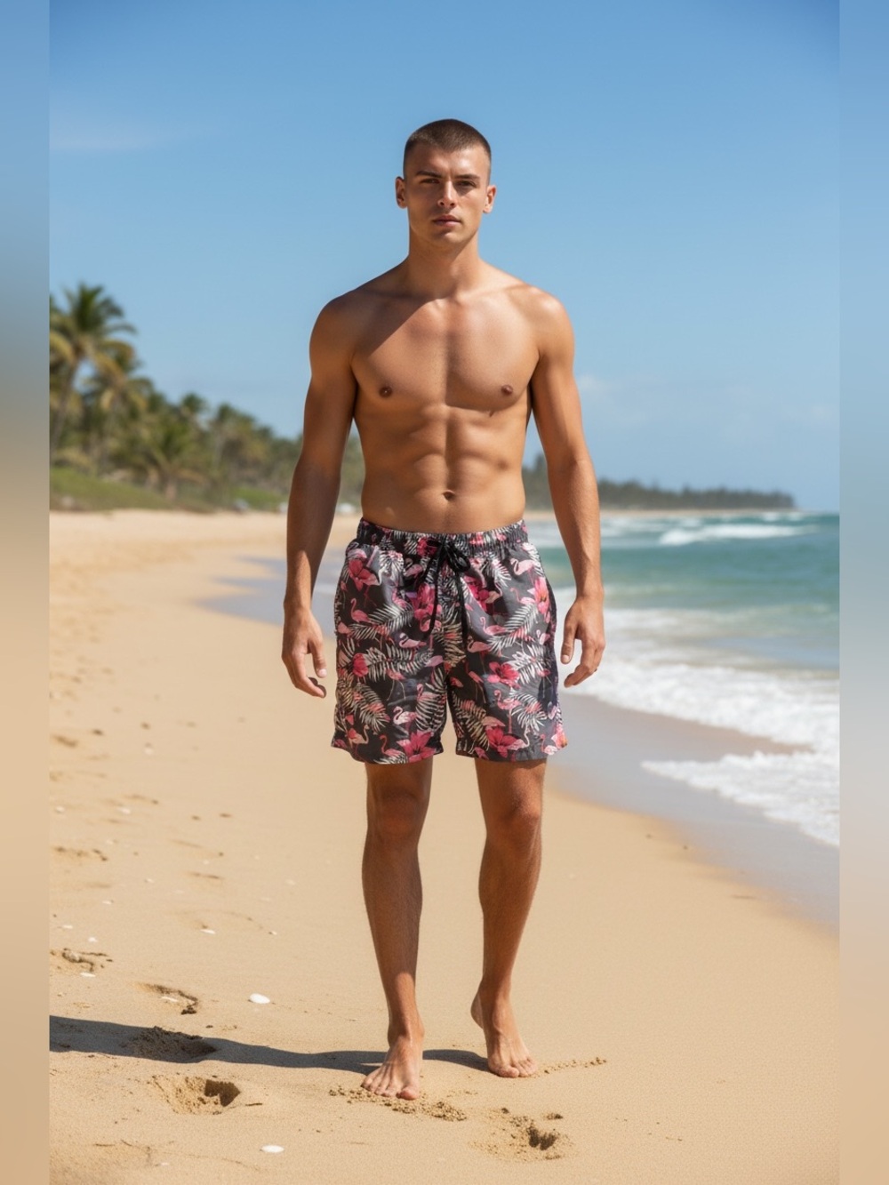 NBN Gear size small mens swim trunks flamingo